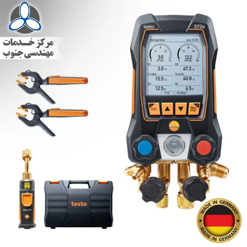 کیت منیفولد دیجیتال با شیر 4 راهه تستو testo 570s - Digital manifold with 4-way valve block Kit | 550s
